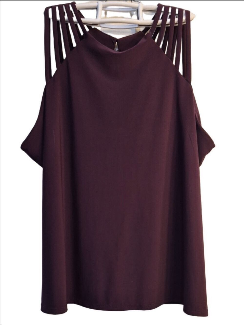 A.U. W Strappy Mock-Neck Tank Top in Deep Plum